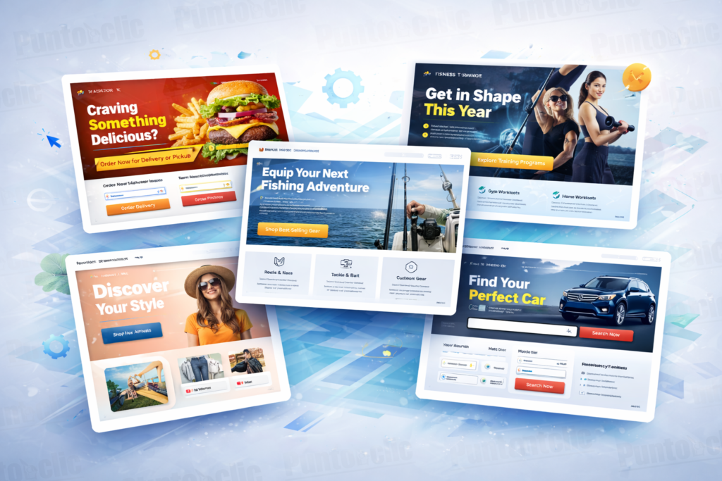 fastfood, pesca, deporte, moda, venta de vehiculos